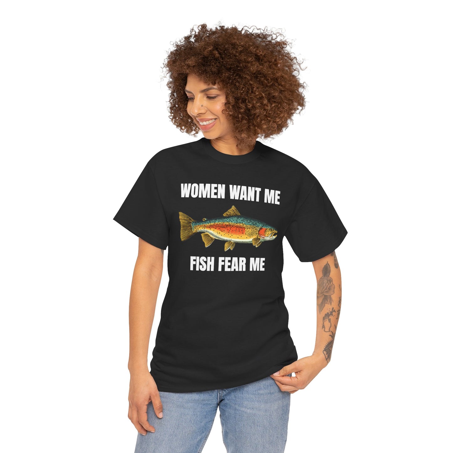 Women Want Me Fish Fear Me Unisex Heavy Cotton Tee