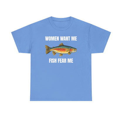 Women Want Me Fish Fear Me Unisex Heavy Cotton Tee