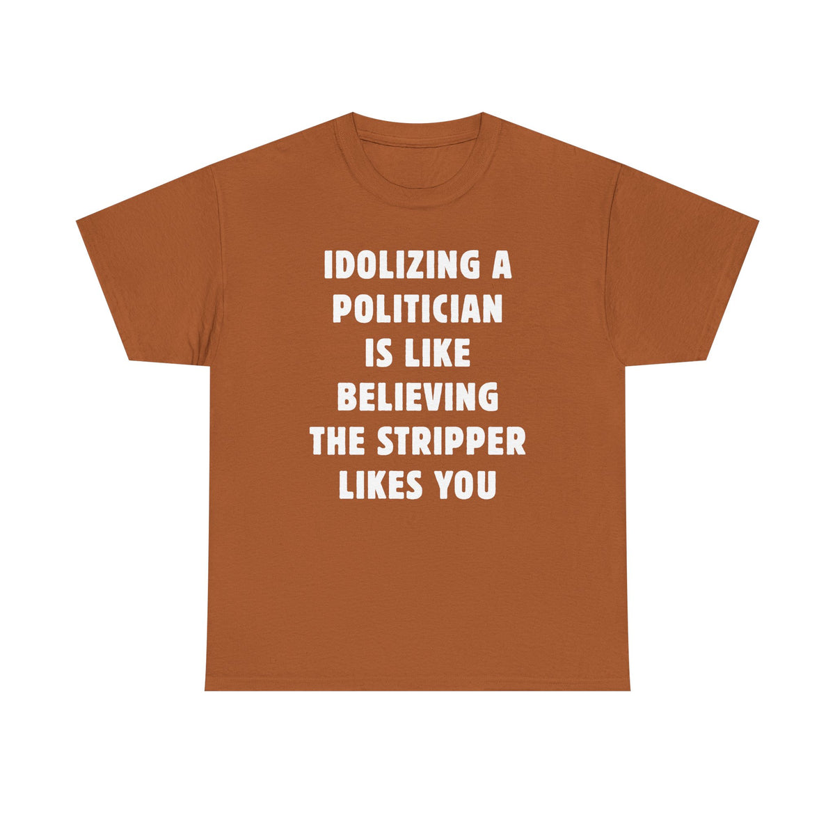 Idolizing a Politician is Like Believing the Stripper Likes You Unisex Heavy Cotton Tee