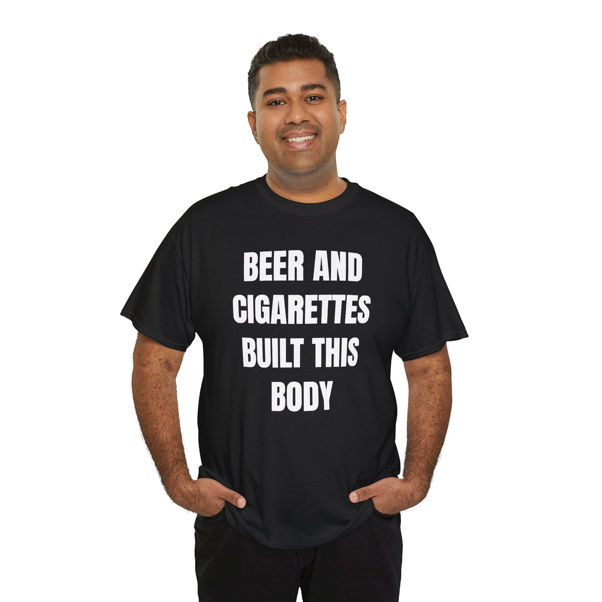 Beer and Cigarettes Built this Body Unisex Heavy Cotton Tee