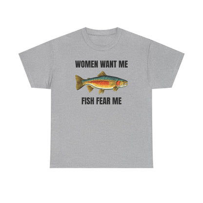Women Want Me Fish Fear Me Unisex Heavy Cotton Tee