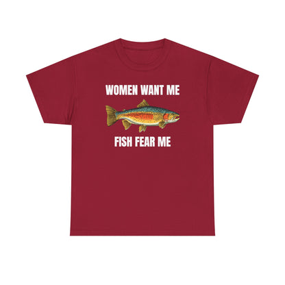 Women Want Me Fish Fear Me Unisex Heavy Cotton Tee