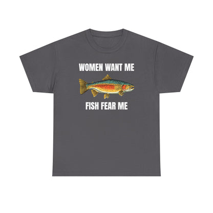 Women Want Me Fish Fear Me Unisex Heavy Cotton Tee