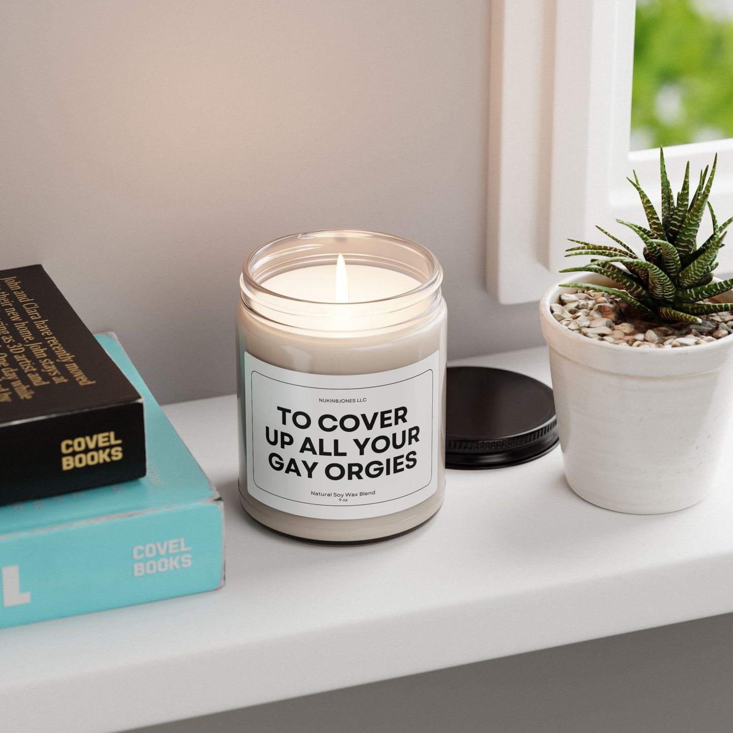 To Cover Up All Your Gay Orgies Scented Soy Candle 9oz