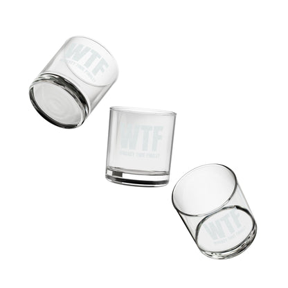 WTF Whiskey Time Finally 10.5 oz Engraved Whiskey Glass