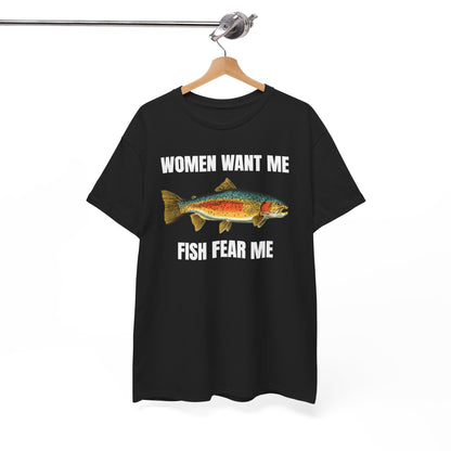 Women Want Me Fish Fear Me Unisex Heavy Cotton Tee