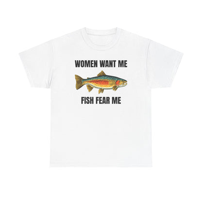 Women Want Me Fish Fear Me Unisex Heavy Cotton Tee