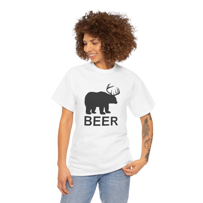 Bear and Deer Make Beer Unisex Heavy Cotton Tee