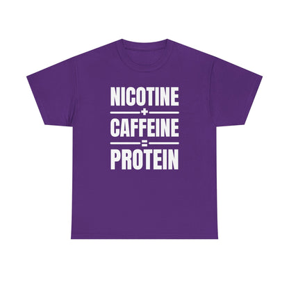 Nicotine + Caffeine = Protein Unisex Heavy Cotton Tee
