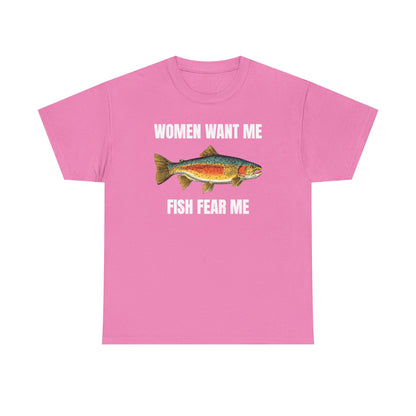 Women Want Me Fish Fear Me Unisex Heavy Cotton Tee