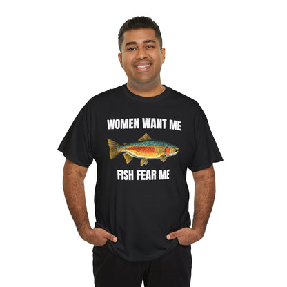 Women Want Me Fish Fear Me Unisex Heavy Cotton Tee