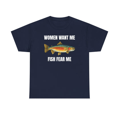 Women Want Me Fish Fear Me Unisex Heavy Cotton Tee