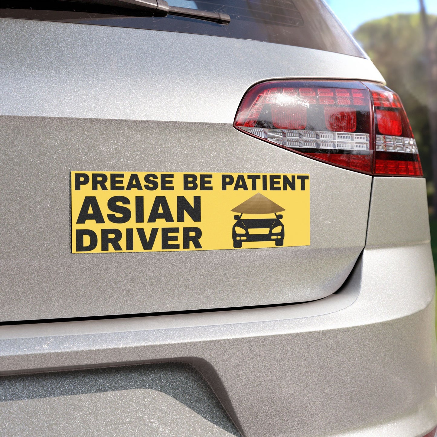Prease Be Patient Asian Driver 10" x 3" Car Magnet