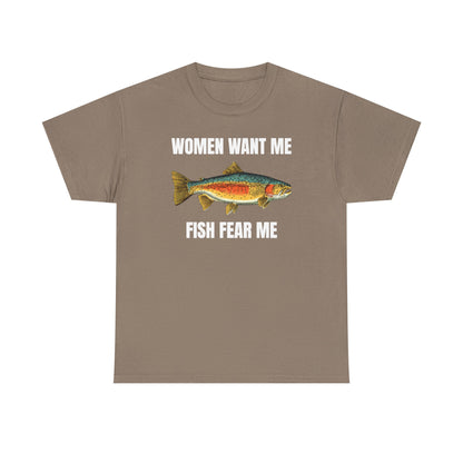 Women Want Me Fish Fear Me Unisex Heavy Cotton Tee
