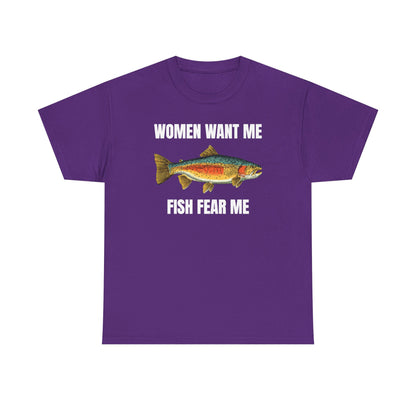 Women Want Me Fish Fear Me Unisex Heavy Cotton Tee
