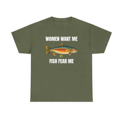 Women Want Me Fish Fear Me Unisex Heavy Cotton Tee
