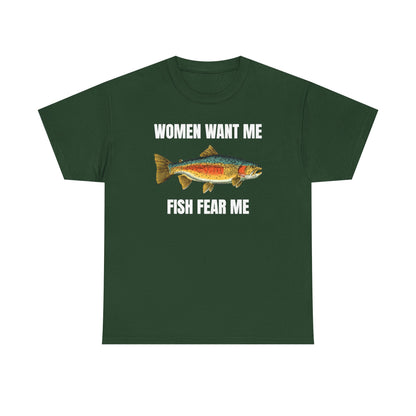 Women Want Me Fish Fear Me Unisex Heavy Cotton Tee