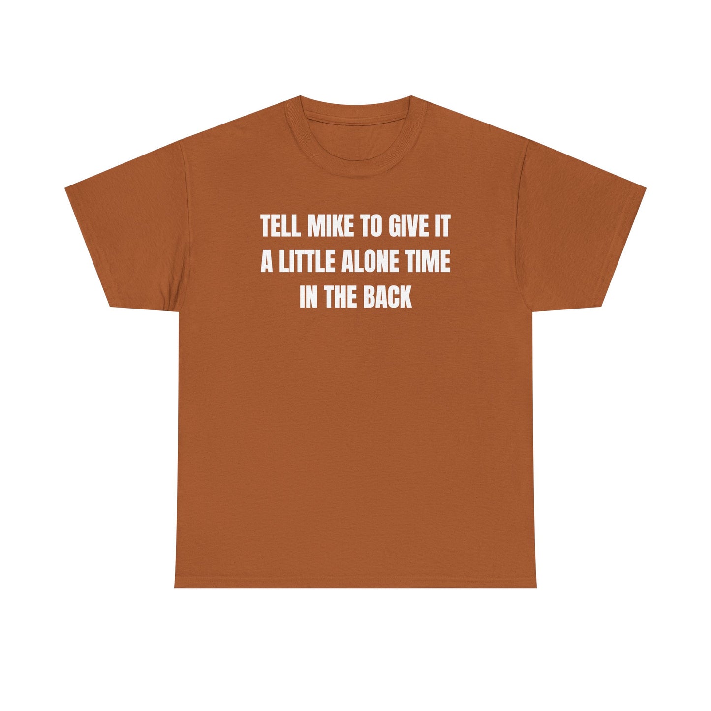 Tell Mike to Give it a Little Alone Time in the Back Unisex Heavy Cotton Tee
