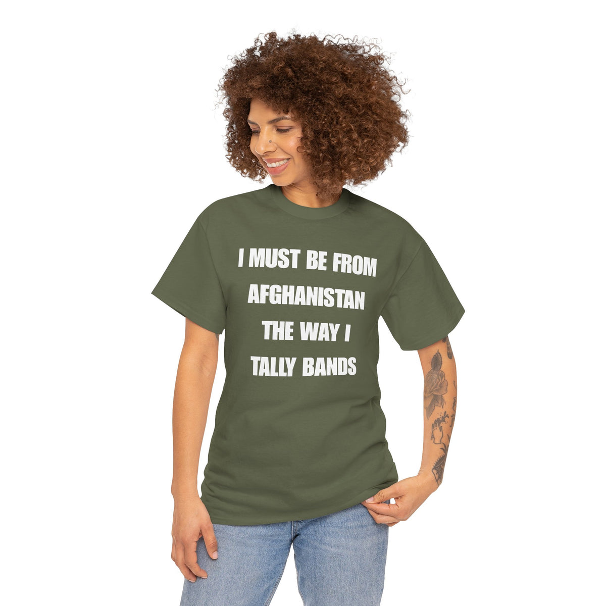 I Must Be From Afghanistan The Way I Tally Bands Unisex Heavy Cotton Tee