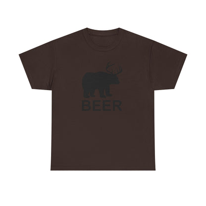 Bear and Deer Make Beer Unisex Heavy Cotton Tee