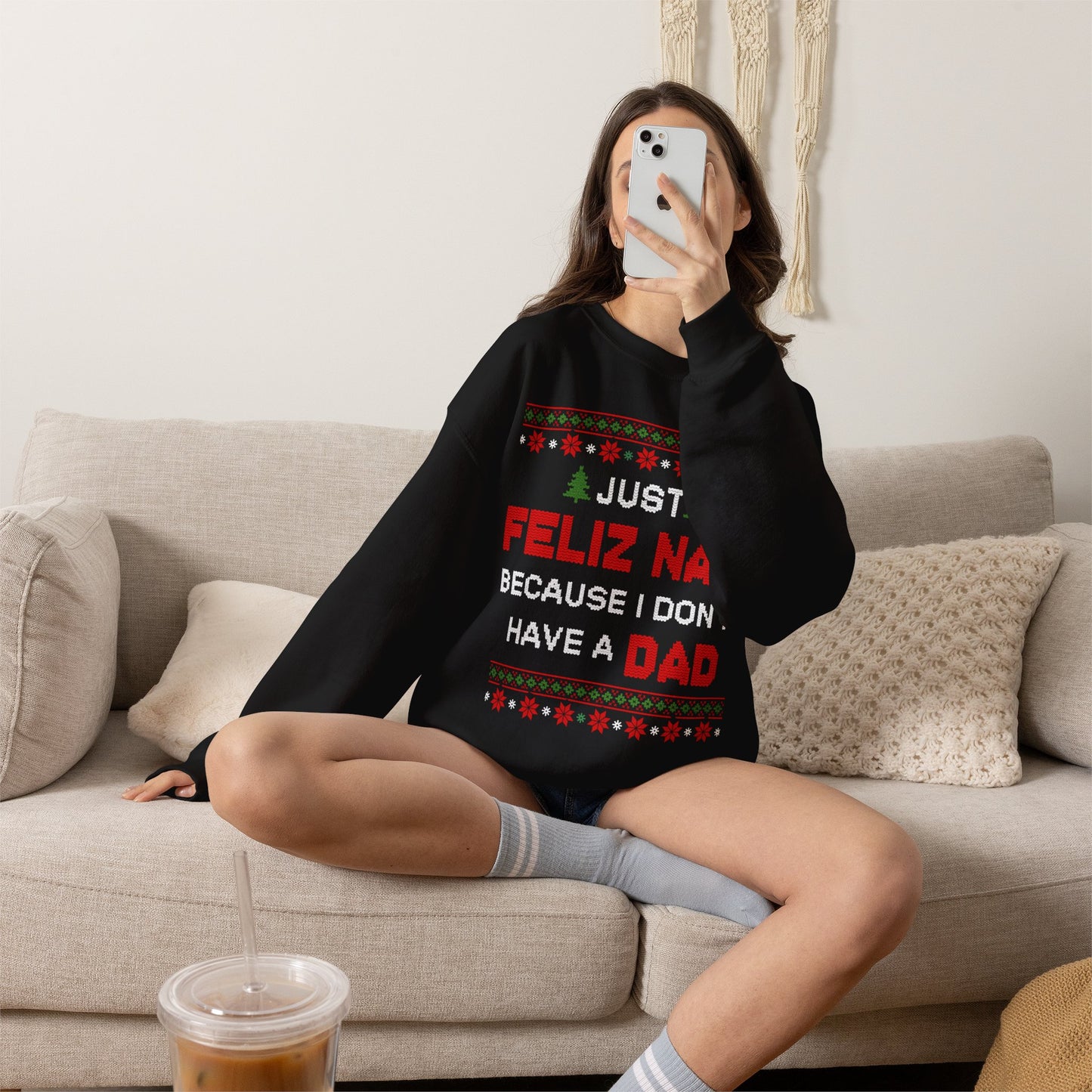 Just Feliz Navi Because I Don't Have a Dad Unisex Heavy Blend™ Crewneck Sweatshirt