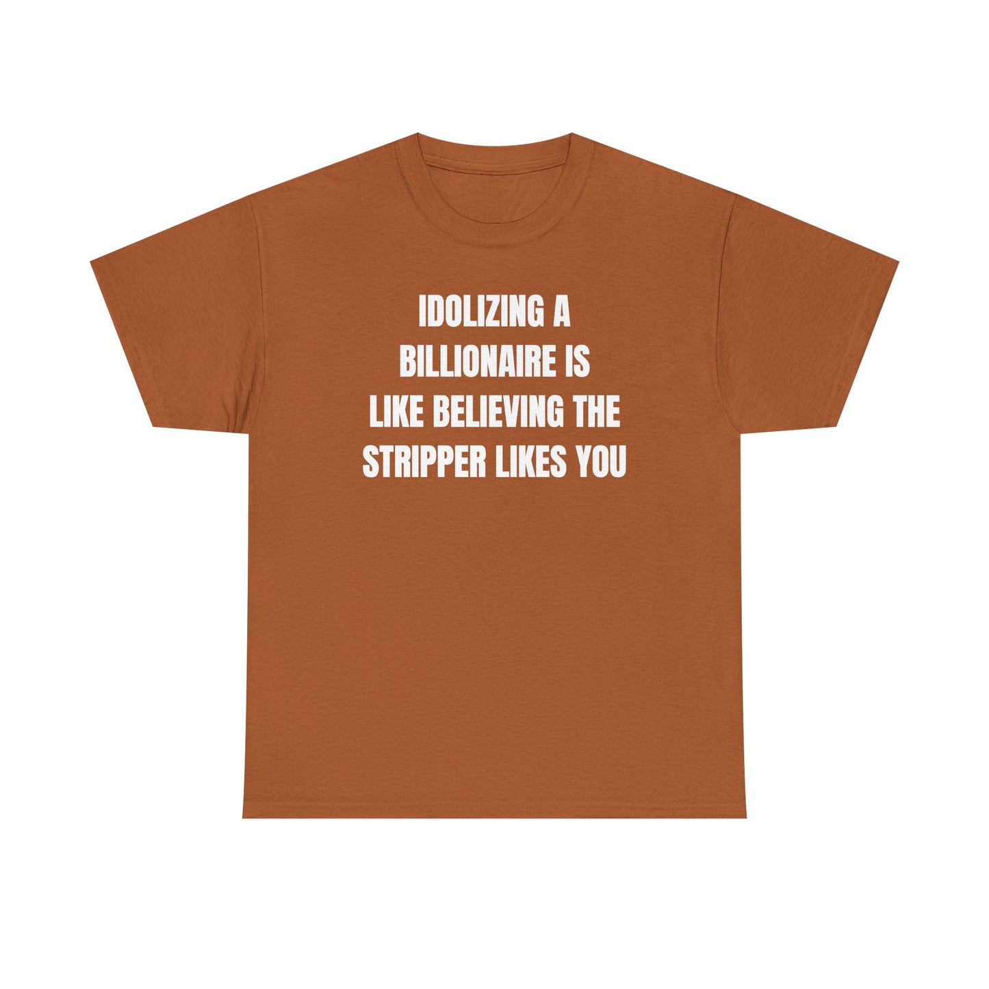 Idoilizing A Billionaire Is Like Believing The Stripper Likes You Unisex Heavy Cotton Tee