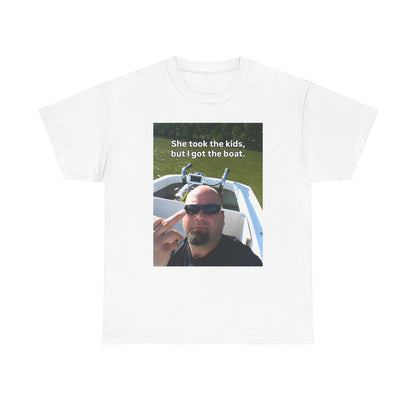 She Took The Kids But I Got The Boat Unisex Heavy Cotton Tee