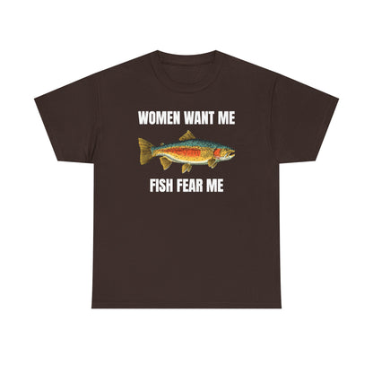 Women Want Me Fish Fear Me Unisex Heavy Cotton Tee