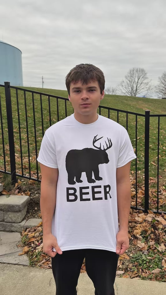 Bear and Deer Make Beer Unisex Heavy Cotton Tee